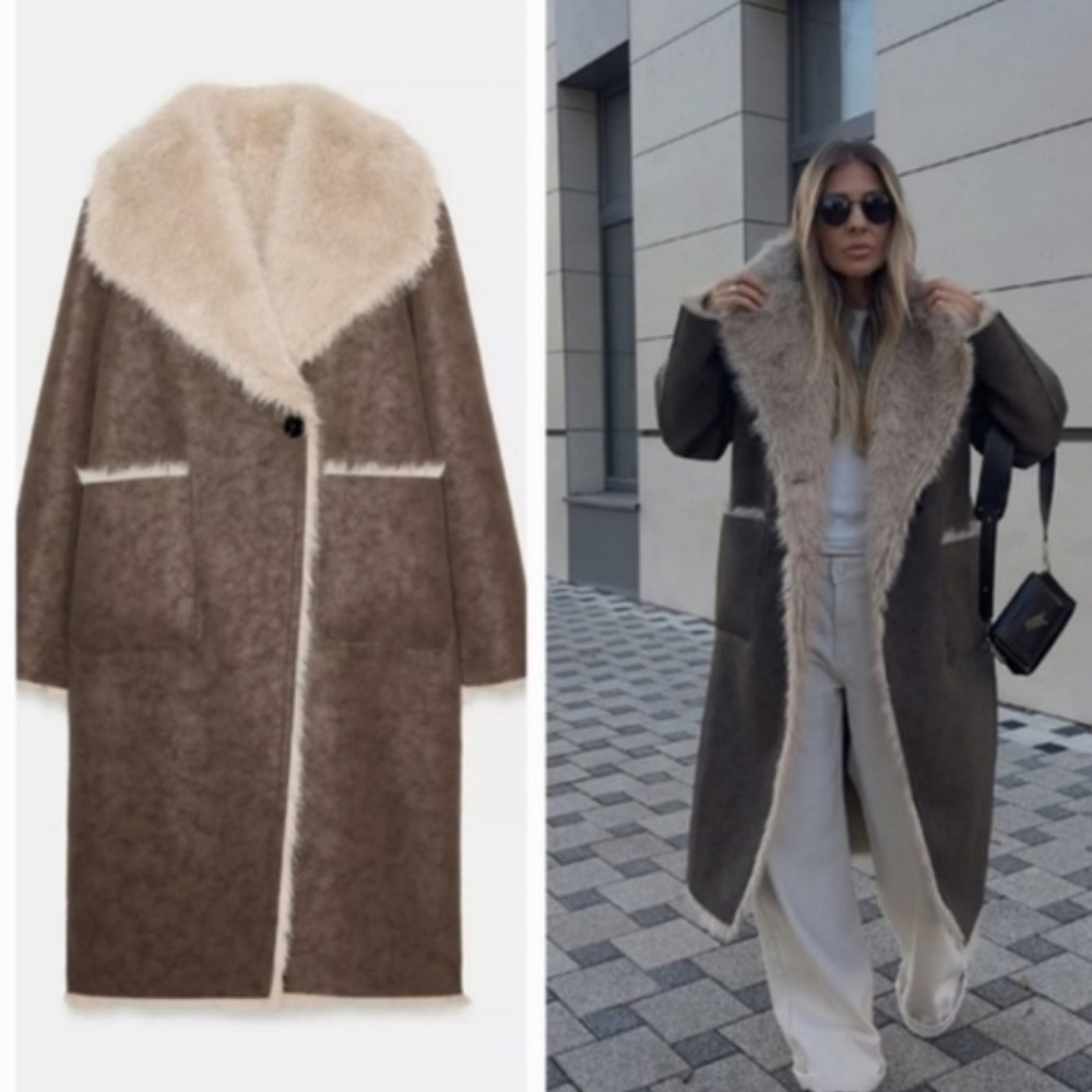 Zara NWT reversible faux fur double faced coat 6318/278 - Picture 7 of 16